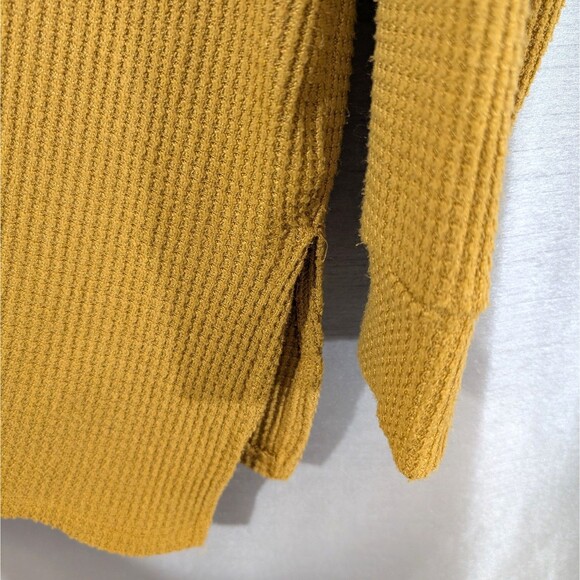 Workshop Republic Women's Top 2X Mustard Yellow V-Neck Long Sleeve Waffle Tee - Picture 9 of 13